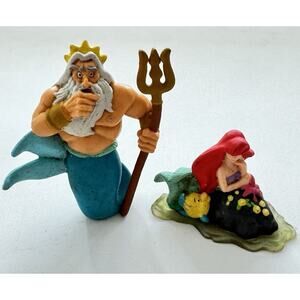 Little Mermaid Lot Of 2 Ariel/King Triton 3.75" Applause PVC Action Figures